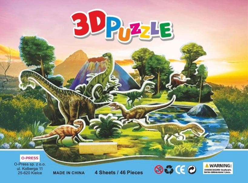 Puzzle piankowe 3D Dinozaury 46 elementów