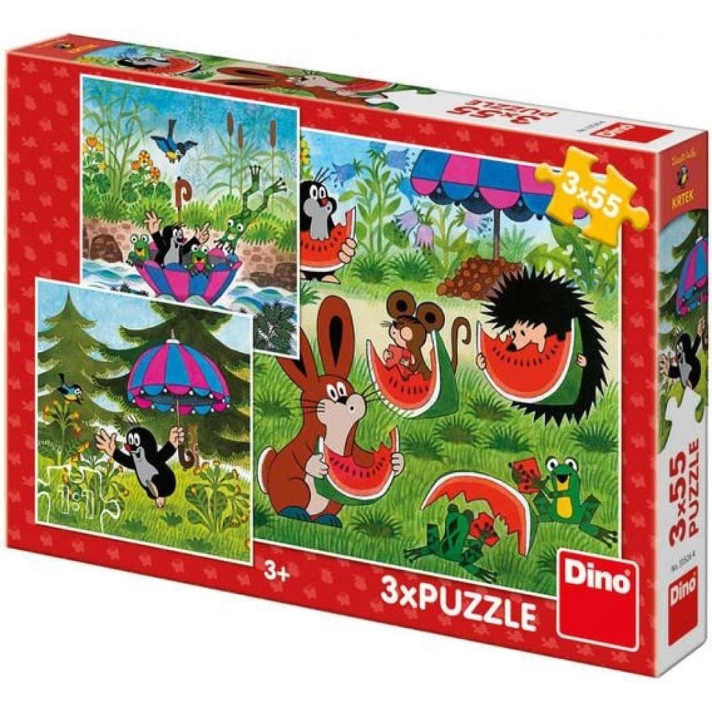 Puzzle 3w1 Krecik i Parasol 2x48 elementów Dino Toys