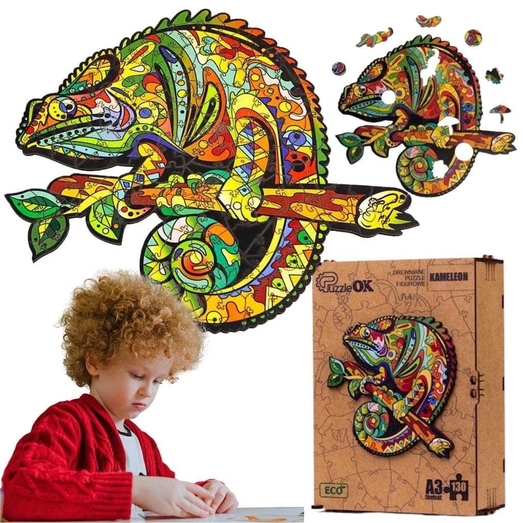 Drewniane Puzzle Eko Kameleon A3 130 Elementów