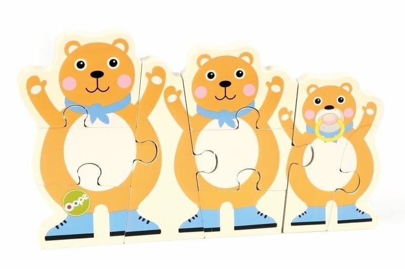 Drewniane puzzle dla dzieci Miś dwustronne