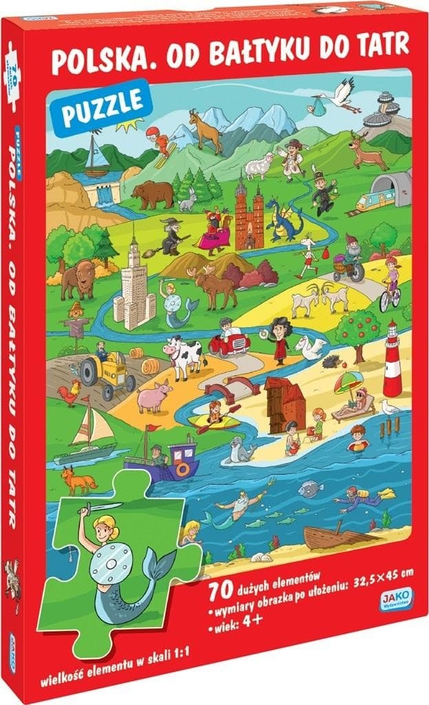 Puzzle Polska Od Bałtyku do Tatr 70 Elementów
