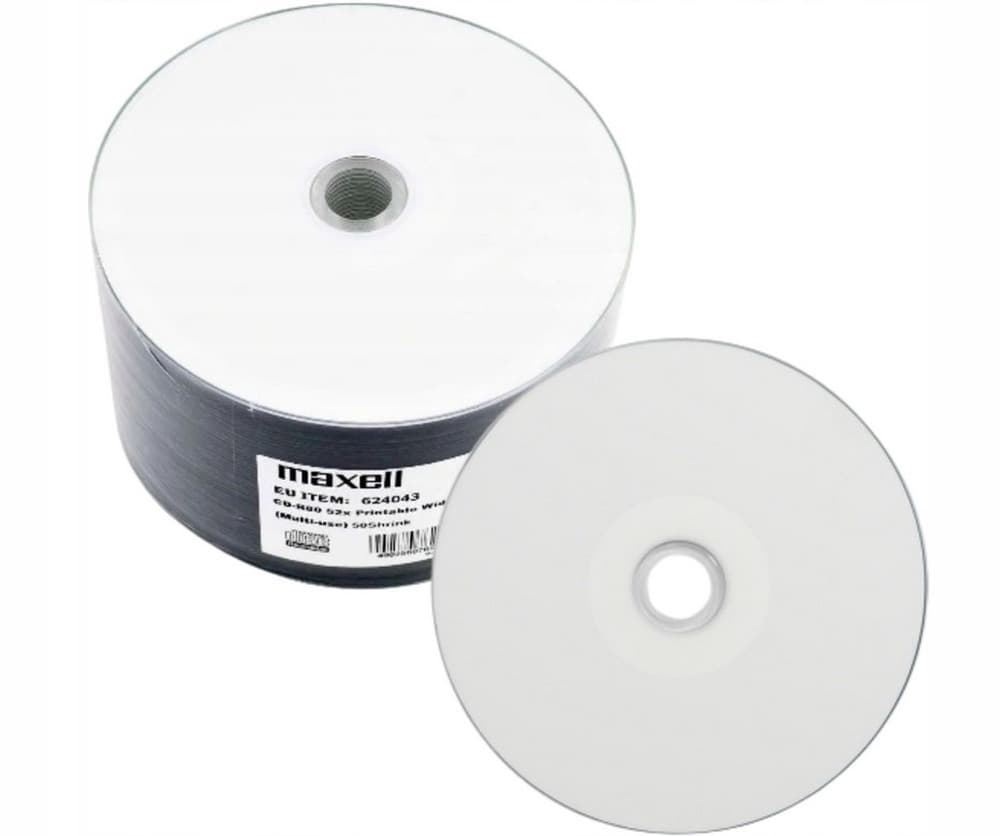 Płyty CD-R Maxell 700 MB 50 sztuk 52x 80 min, spindel, do nadruku