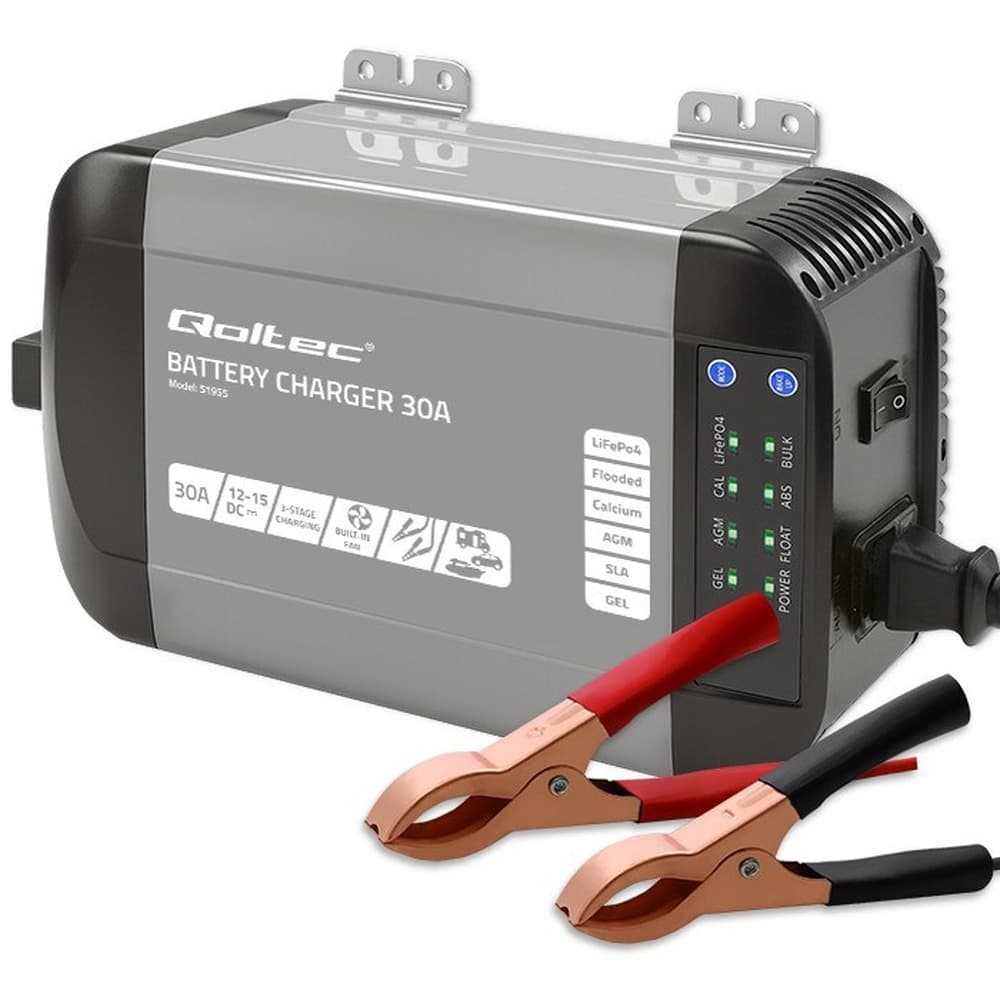 Qoltec Ładowarka do akumulatorów LiFePO4 AGM GEL SLA 30A 12V