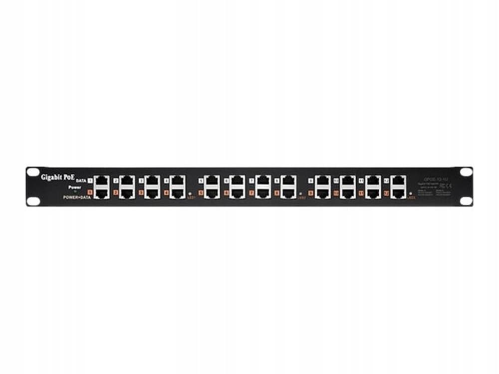 Qoltec Patch panel RACK 12 portów PoE Czarny