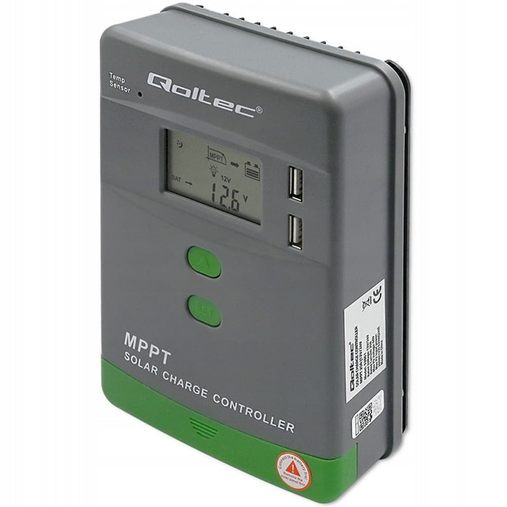 Qoltec Regulator Ładowania Solarnego MPPT 80A 12/24/36/48V LCD Bluetooth APP GEL LiFePO4