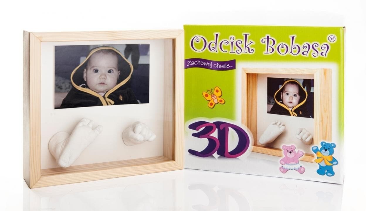 Ramka na odcisk dłoni/stopy dziecka 3D Odcisk bobasa