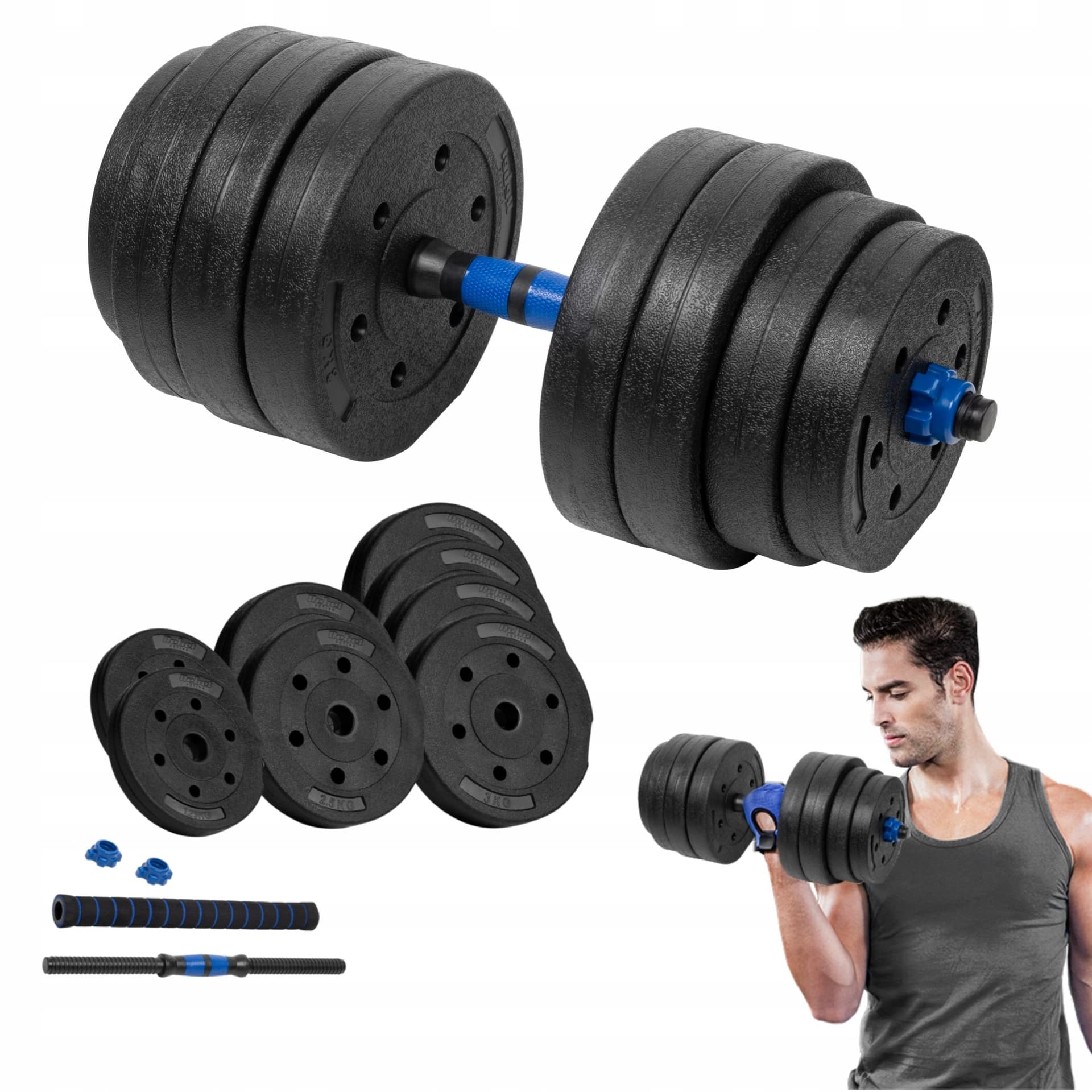 REBEL ACTIVE Hantel Bitumiczny Regulowany z Łącznikiem 1x20kg