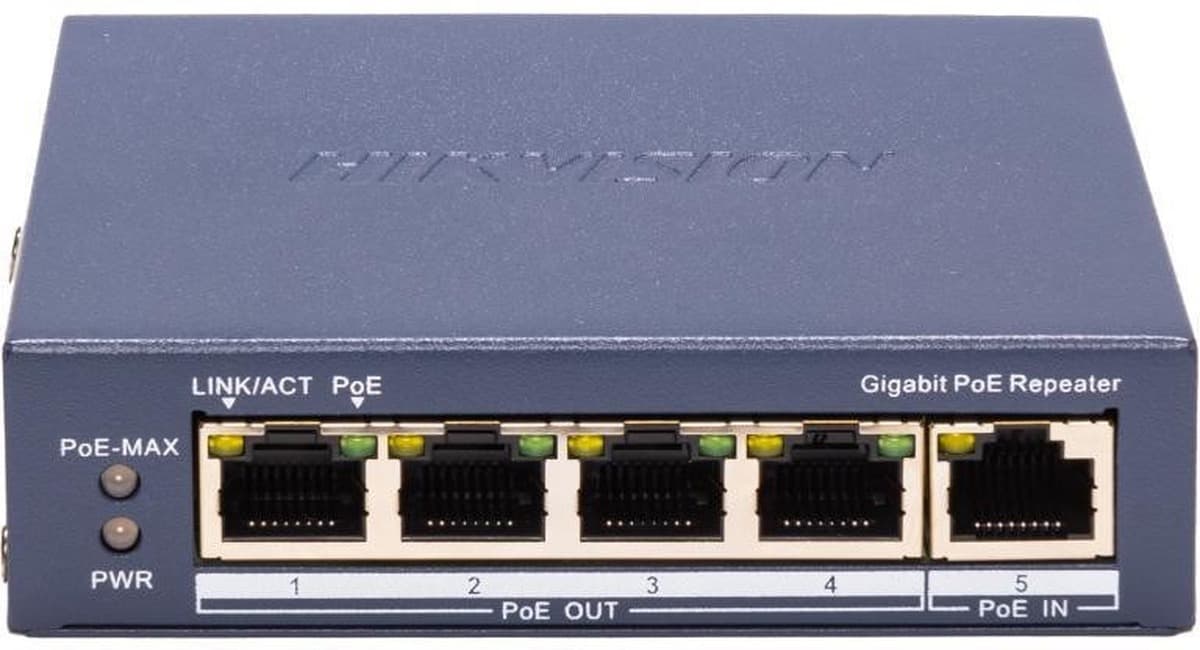 Repeater PoE 5-portowy Hikvision DS-3E0505P-E/R