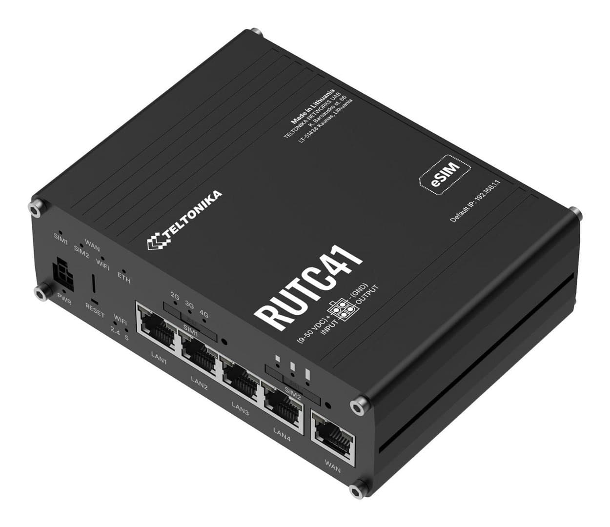 Router Teltonika Networks RUTC41 (EU) 4G Cat 4 Edge z WiFi 6, Docker, 5x Ethernet, eSIM