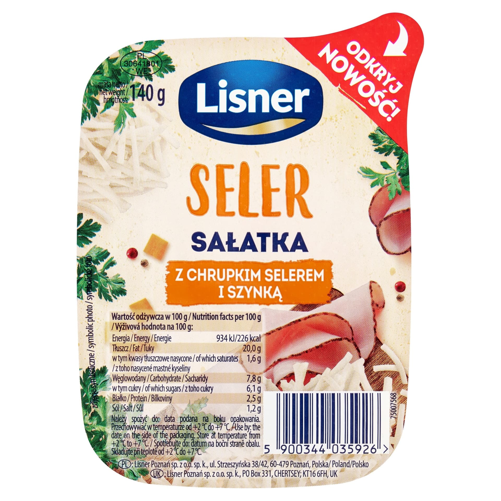 SZYNKA Sałatka z szynką i jajkiem 140 g Lisner