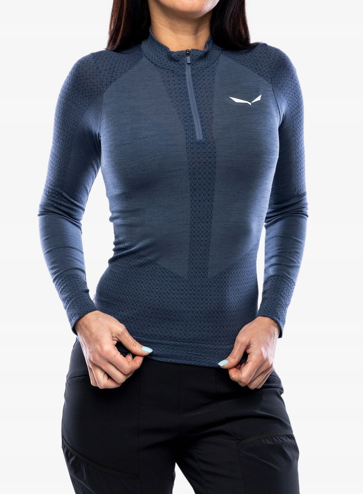 Salewa Zebru Responsive 1/2 Zip Tee bluza damska - dark denim, rozmiar XS