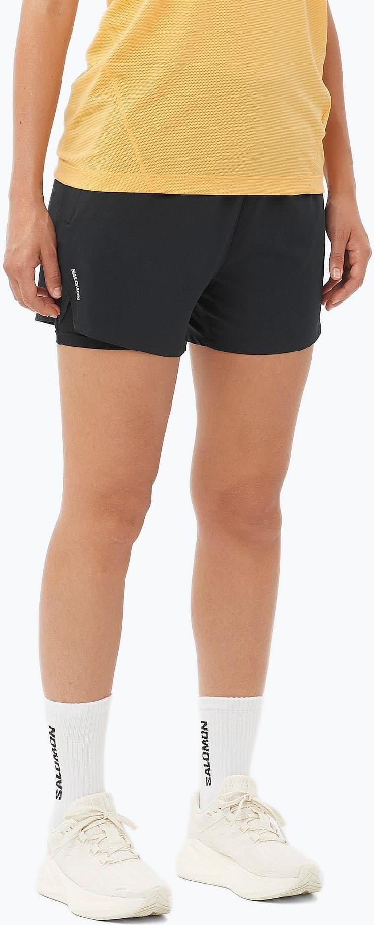 Salomon Shakeout Core 2in1 Shorts 4 - damskie spodenki do biegania, czarne, rozmiar L