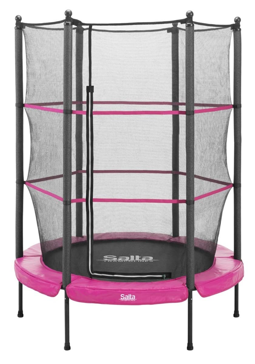 Salta Trampolina dziecięca 140cm różowa z siatką