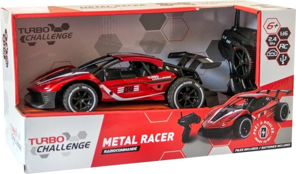 Samochód zdalnie sterowany wyścigowy metalowy Turbo Challenge skala 1:16