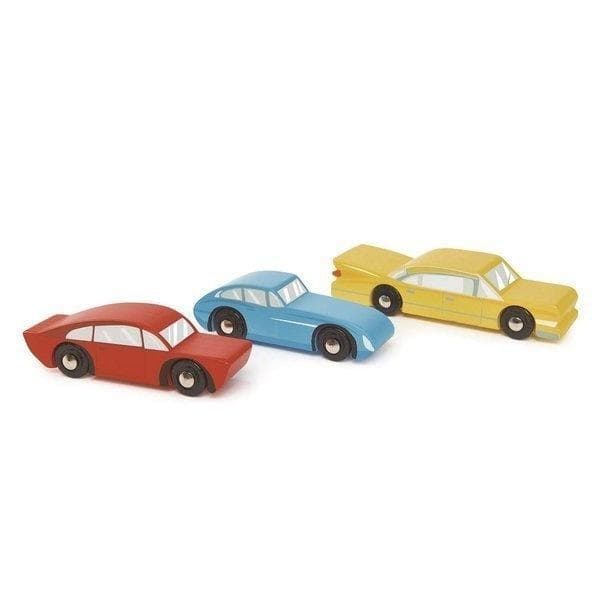 Drewniane Samochody Retro Tender Leaf Toys, 3 sztuki
