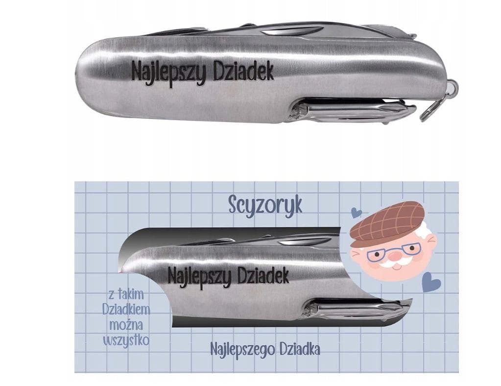 Scyzoryk multitool z grawerem "Najlepszy Dziadek" 11 funkcji