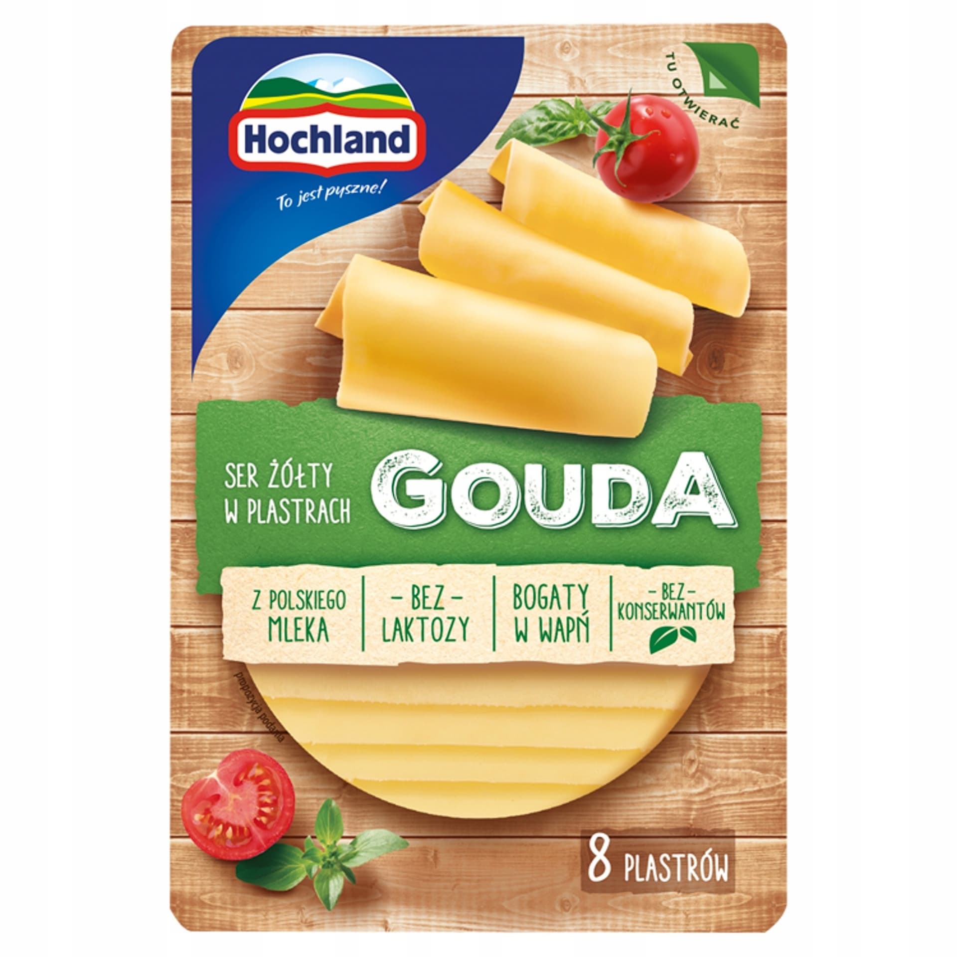 Hochland Gouda ser żółty w plastrach. Ser podpuszczkowy dojrzewający 135 g