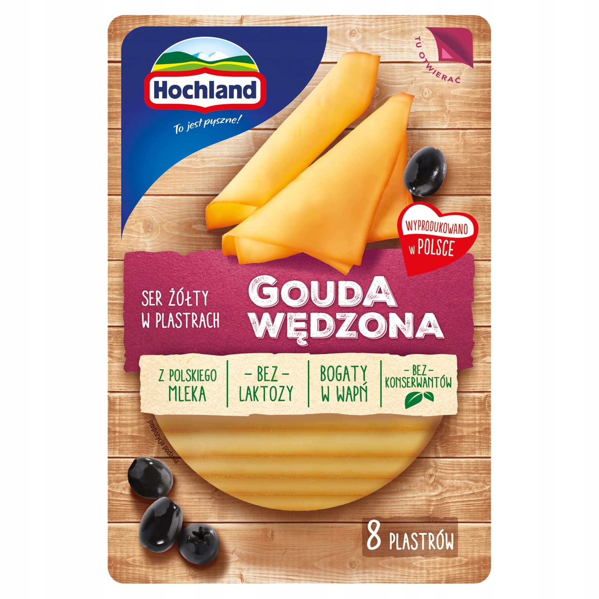 Hochland Gouda wędzona ser żółty w plastrach. Ser podpuszczkowy dojrzewający 135 g