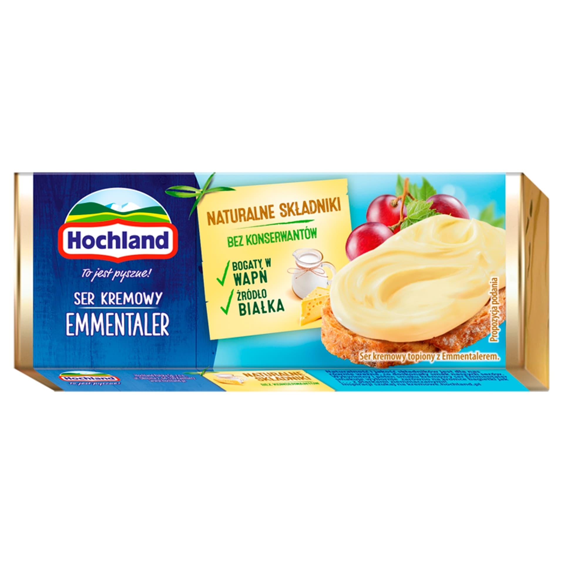 Hochland Emmentaler. Ser kremowy topiony w bloczku z Emmentalerem. 90 g