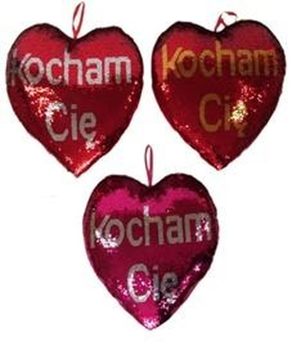 Serce cekinowe Kocham Cię 30cm MIX kolorów
