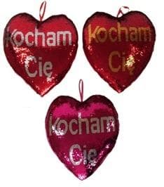Serce cekinowe Kocham Cię 30cm MIX kolorów