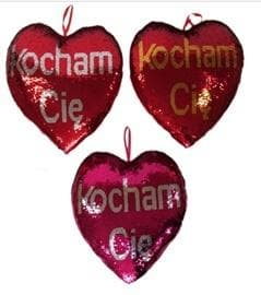Serce cekinowe Kocham Cię 37cm MIX kolorów