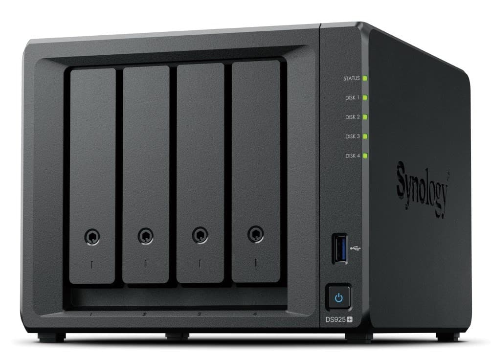 Serwer NAS Synology DS925+ Tower 4x 3.5" SATA HDD AMD Ryzen V1500B 4 GB DDR4 ECC SODIMM