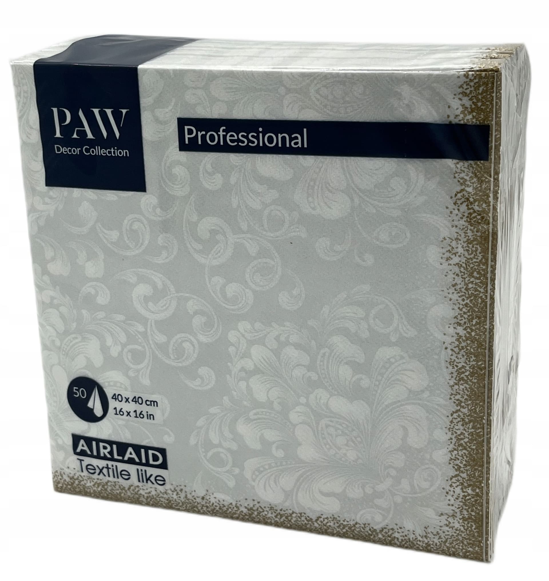 Serwetka PAW Professional Dinner Rococo white , Serwetki 1 warstowe 40x40cm składane 1/4 50 szt w paczce. Wykonane z AIRLAID