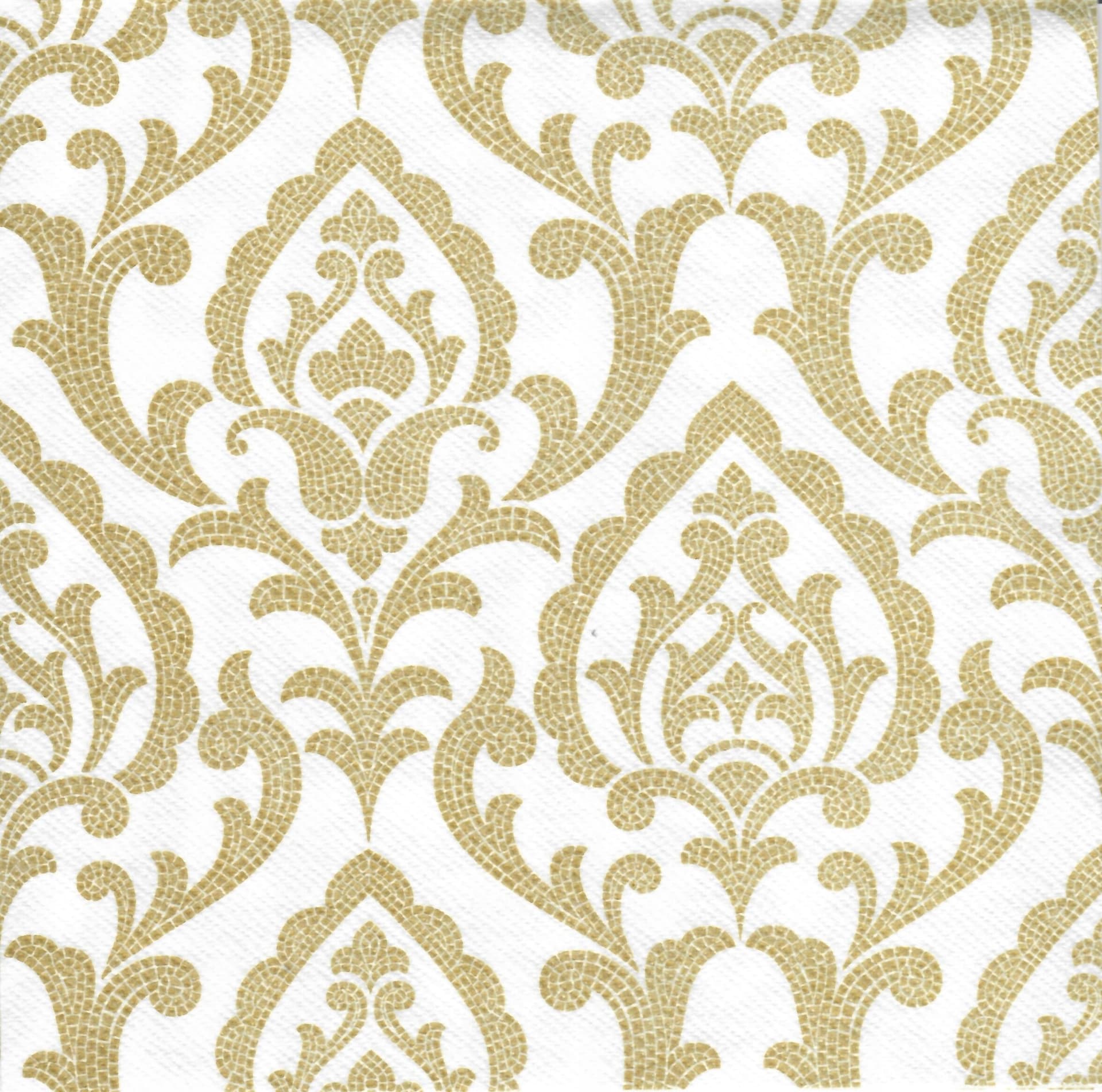 Serwetka PAW Professional Dinner Portuguese Tiles Gold , Serwetki 1 warstowe 40x40cm składane 1/4 50 szt w paczce. Wykonane z AIRLAID