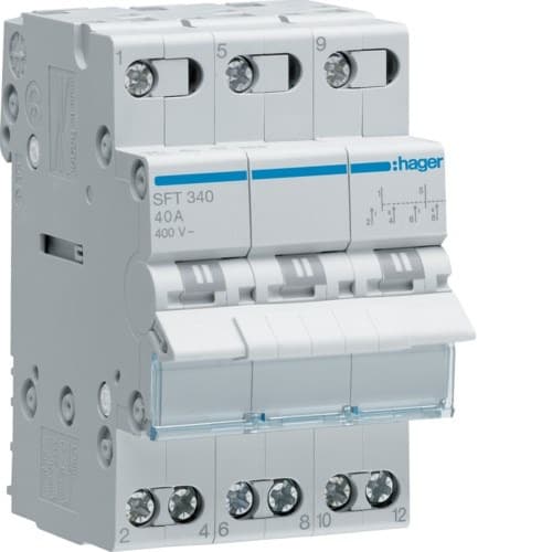 Przełącznik zasilania SFT340 40A 3-biegunowy I-0-II 400V AC przyłącze górne 3 moduły