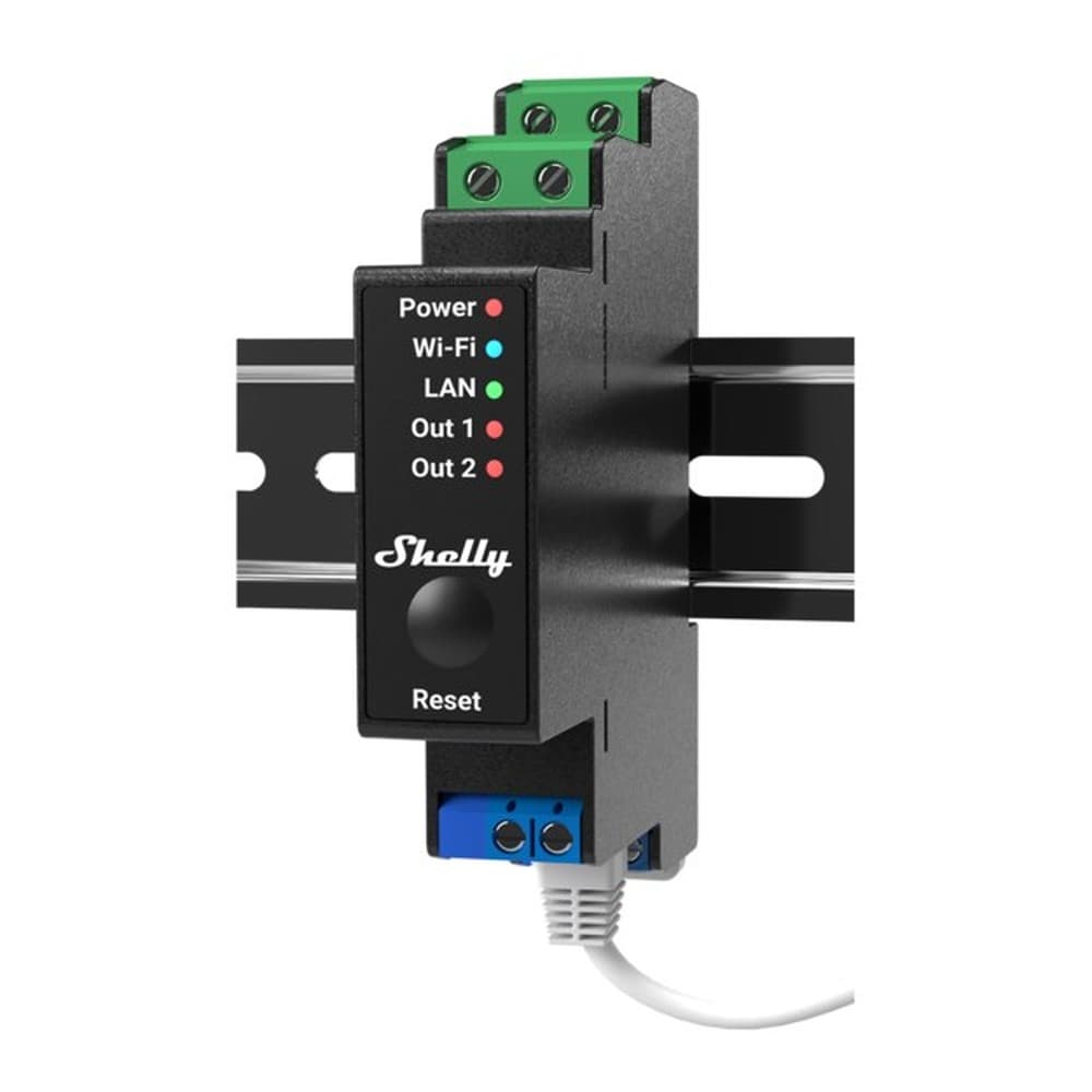 Shelly Pro 2PM Przekaźnik zasilający dwukanałowy czarny