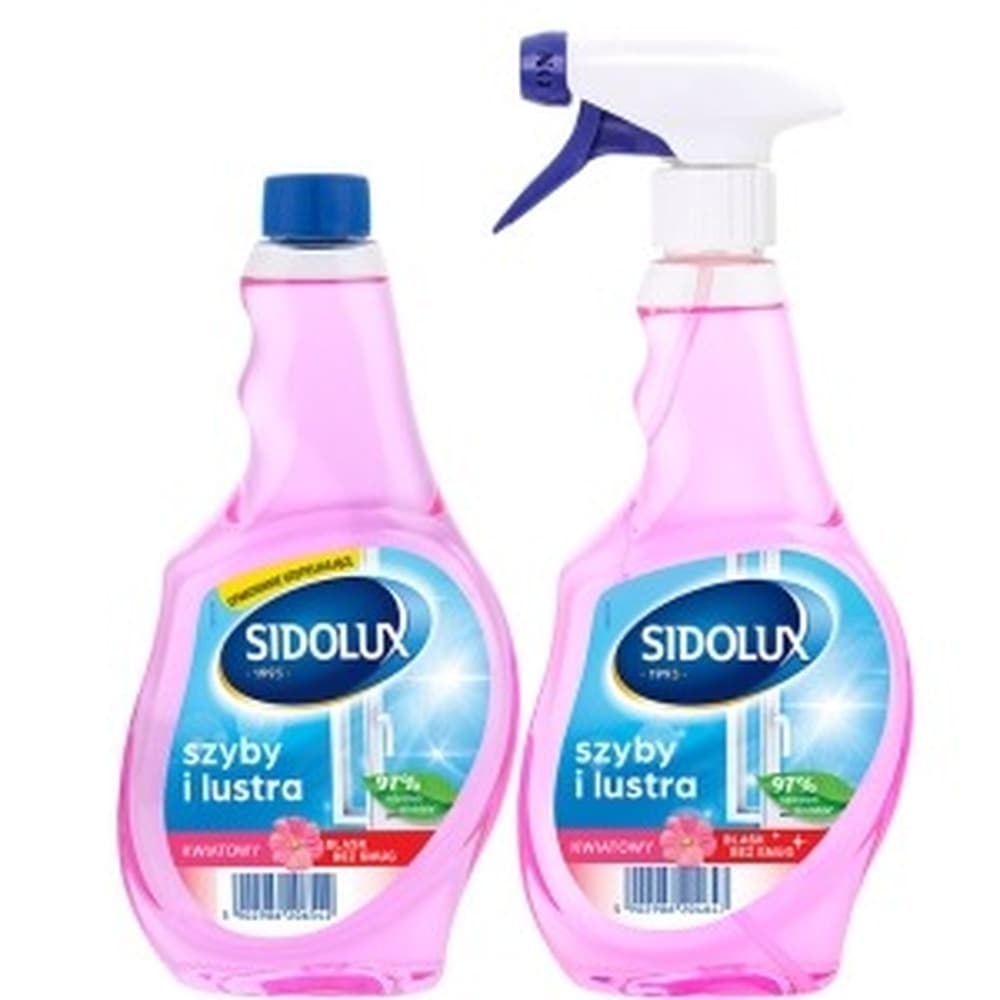 Sidolux Crystal Spray do szyb 2x500ml + zapas - Flower