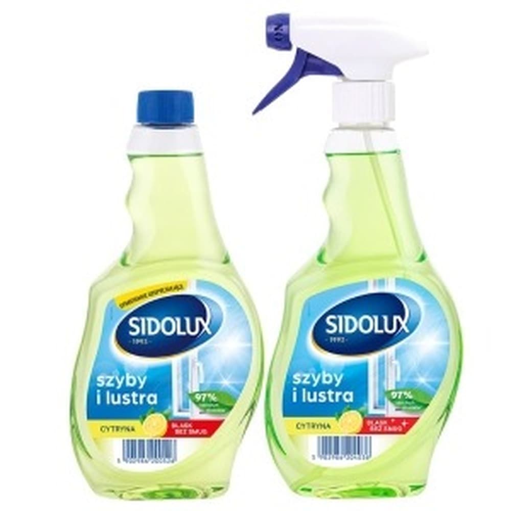 Sidolux Crystal Spray do Szyb Lemon 2x500ml + Zapas