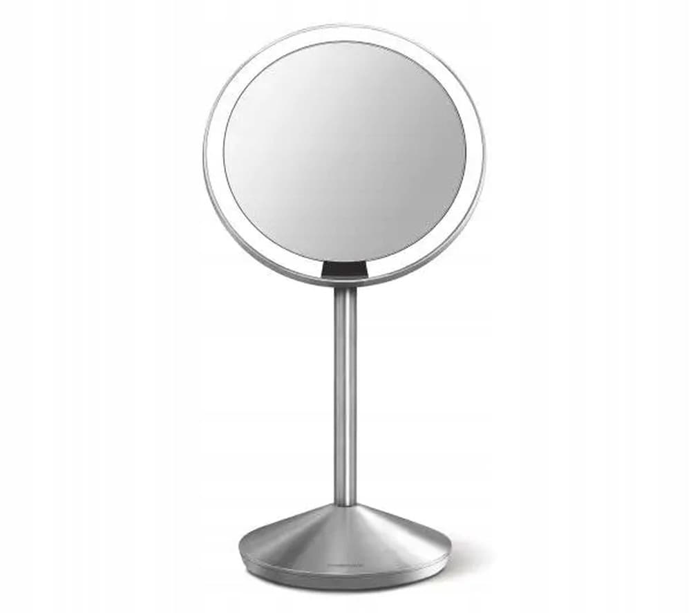 simplehuman Lustro powiększające z sensorem, 12 cm, ładowalne, szczotkowana stal nierdzewna