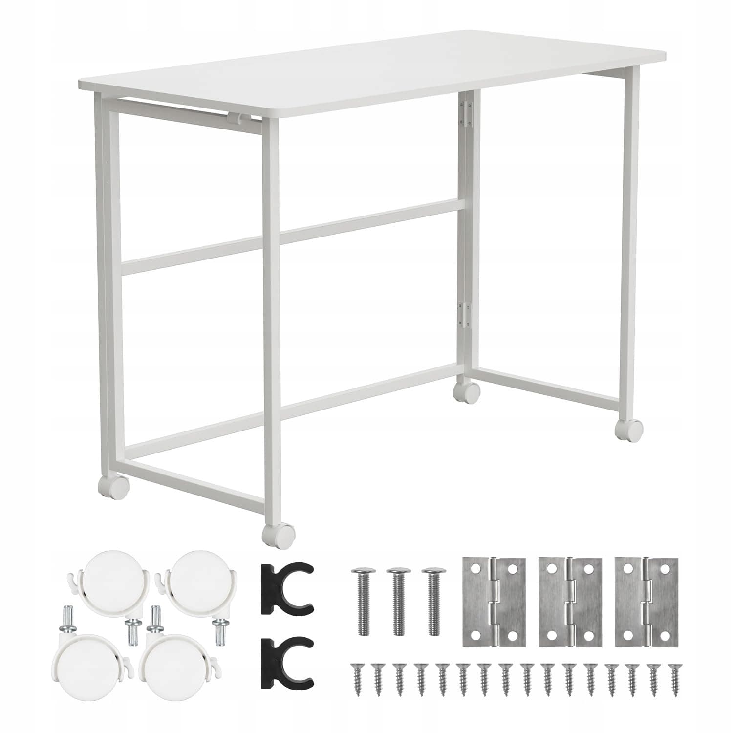 Składane biurko stolik Maclean MC-1250 W białe, mobilne 100 x 50 cm, max. 50 kg