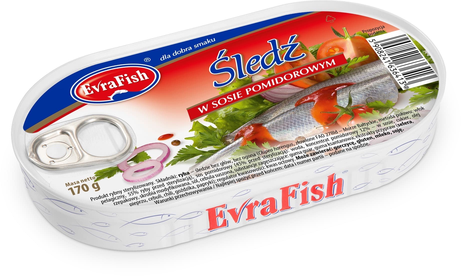 EVRAFISH Śledź w sosie pomidorowym 170 g