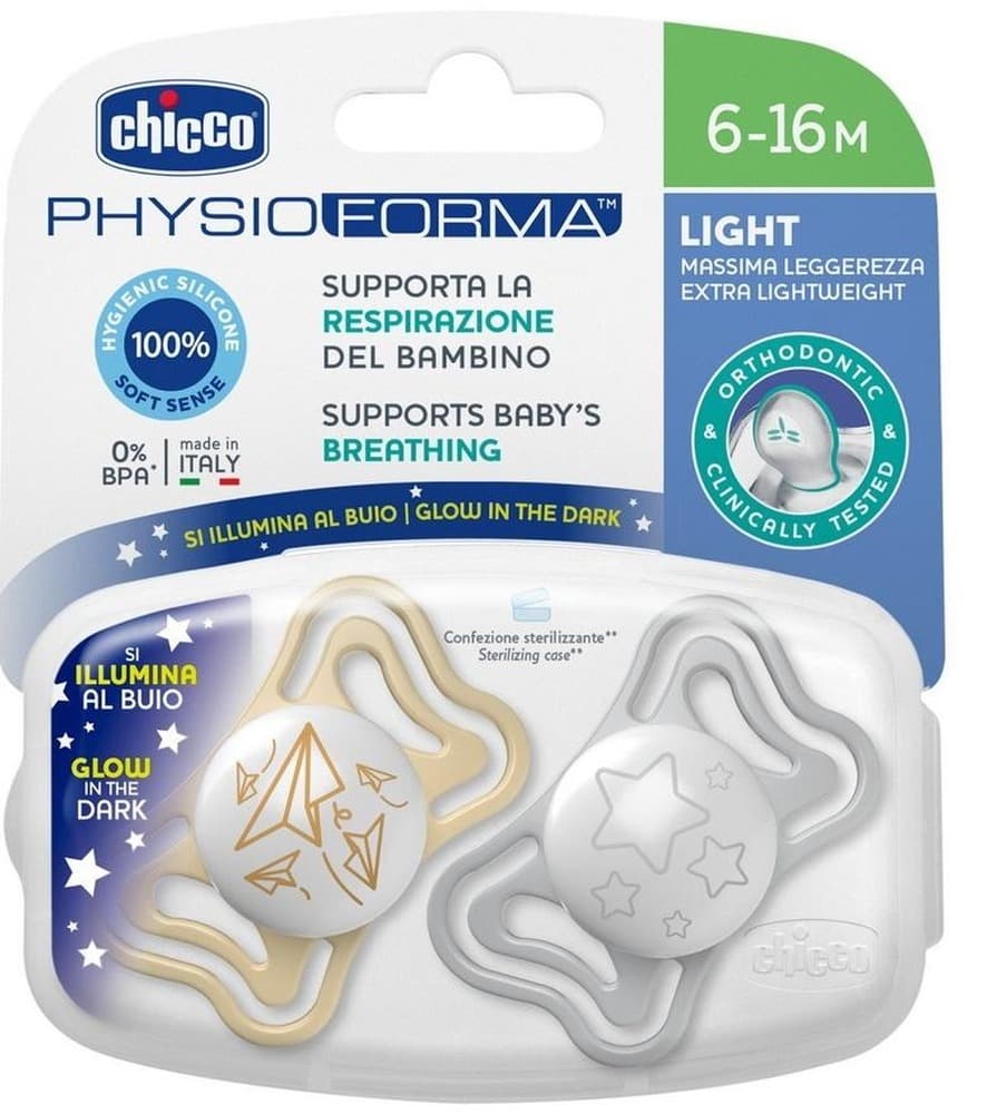 Smoczek uspokajający Chicco PhysioForma Light silikonowy 2 sztuki 6-16m