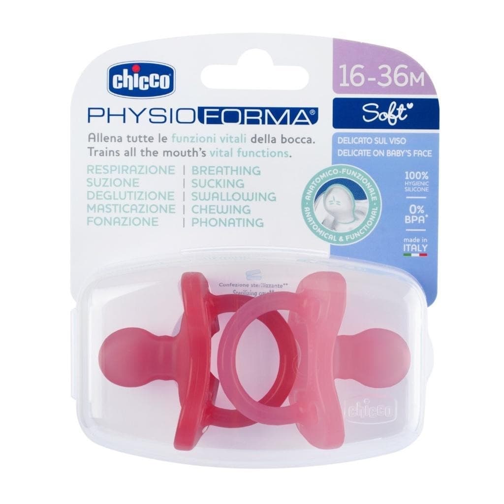 Smoczek uspokajający Chicco PhysioForma Soft różowy 2 sztuki 16-36 miesięcy