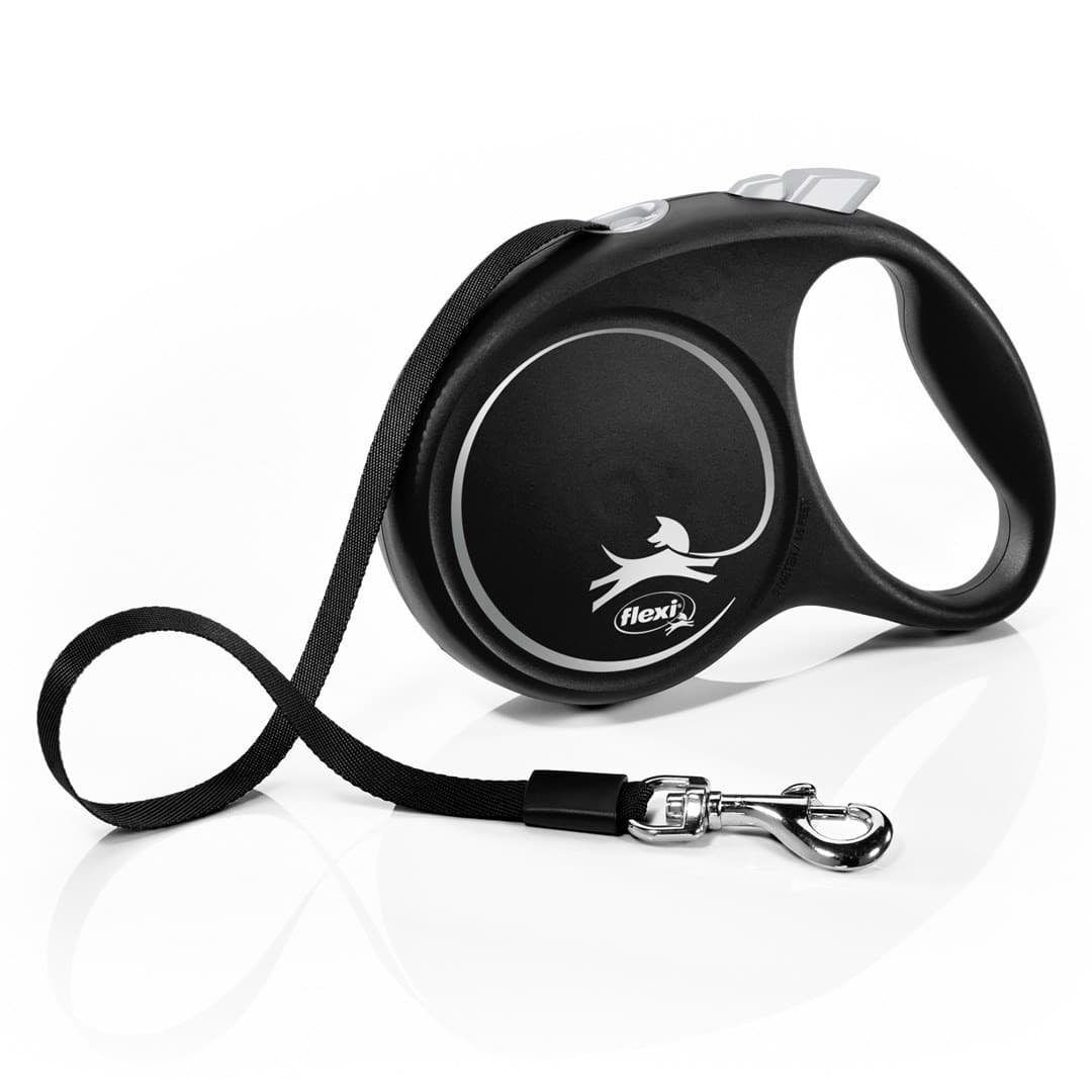 Smycz Flexi Black Design M 5 m do 25 kg srebrna