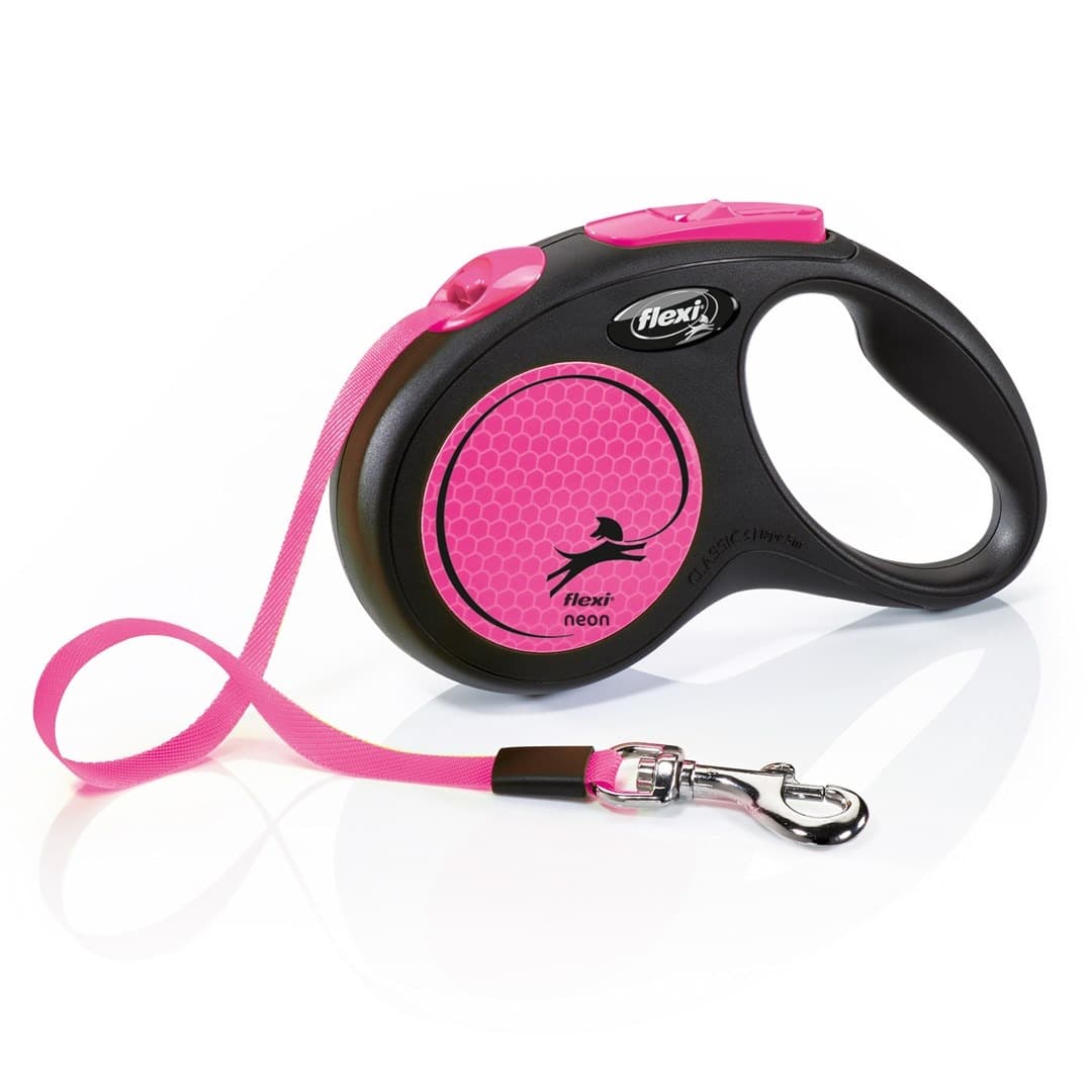 Smycz Flexi New Neon S 5 m do 15 kg różowa