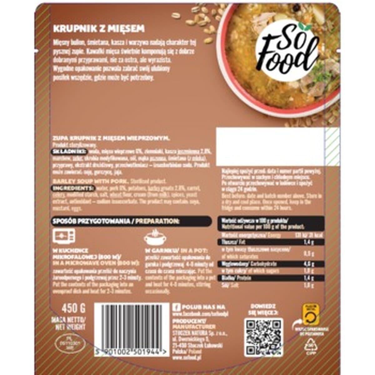 So Food Krupnik z wieprzowiną 450 g