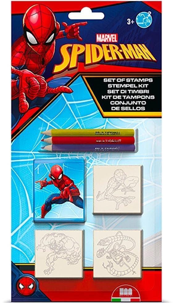 Spiderman Zestaw Pieczątek z Poduszką i Kredkami