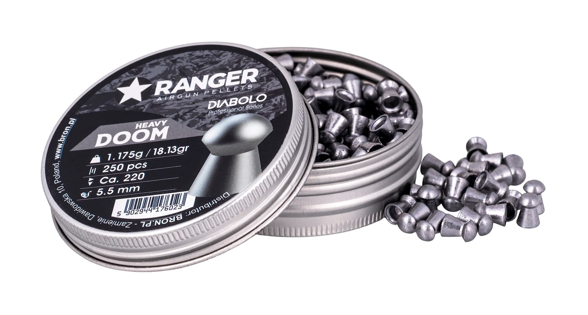 Śrut diabolo płaski RANGER Doom Heavy 5,5 mm 250 szt. 1,175 g