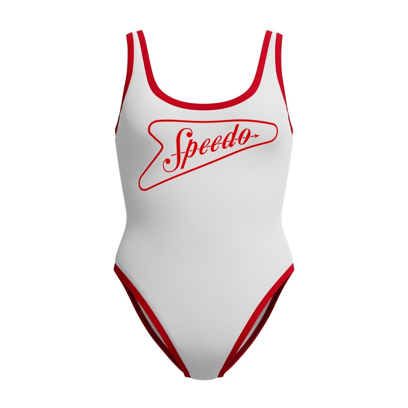 Strój kąpielowy jednoczęściowy Speedo SOLID BOUND SCOOP S biało-czerwony