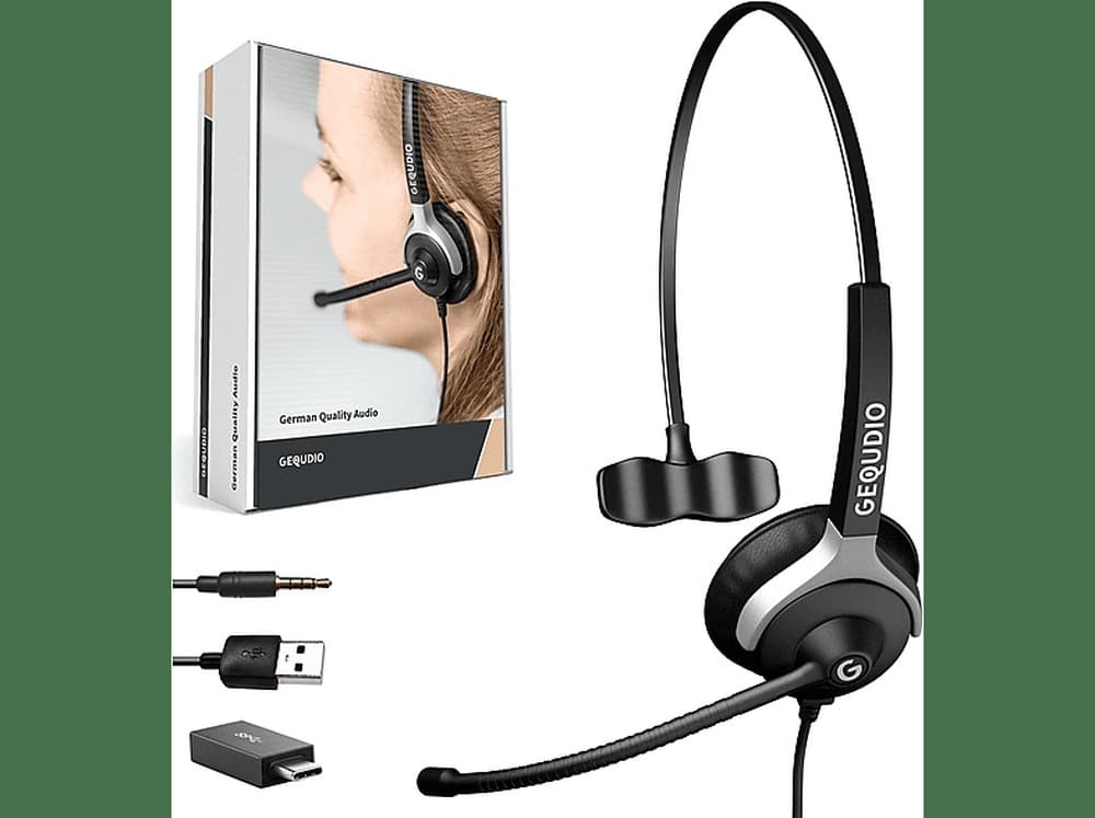 Słuchawki jednouszne GEQUDIO z mikrofonem USB do PC i Mac