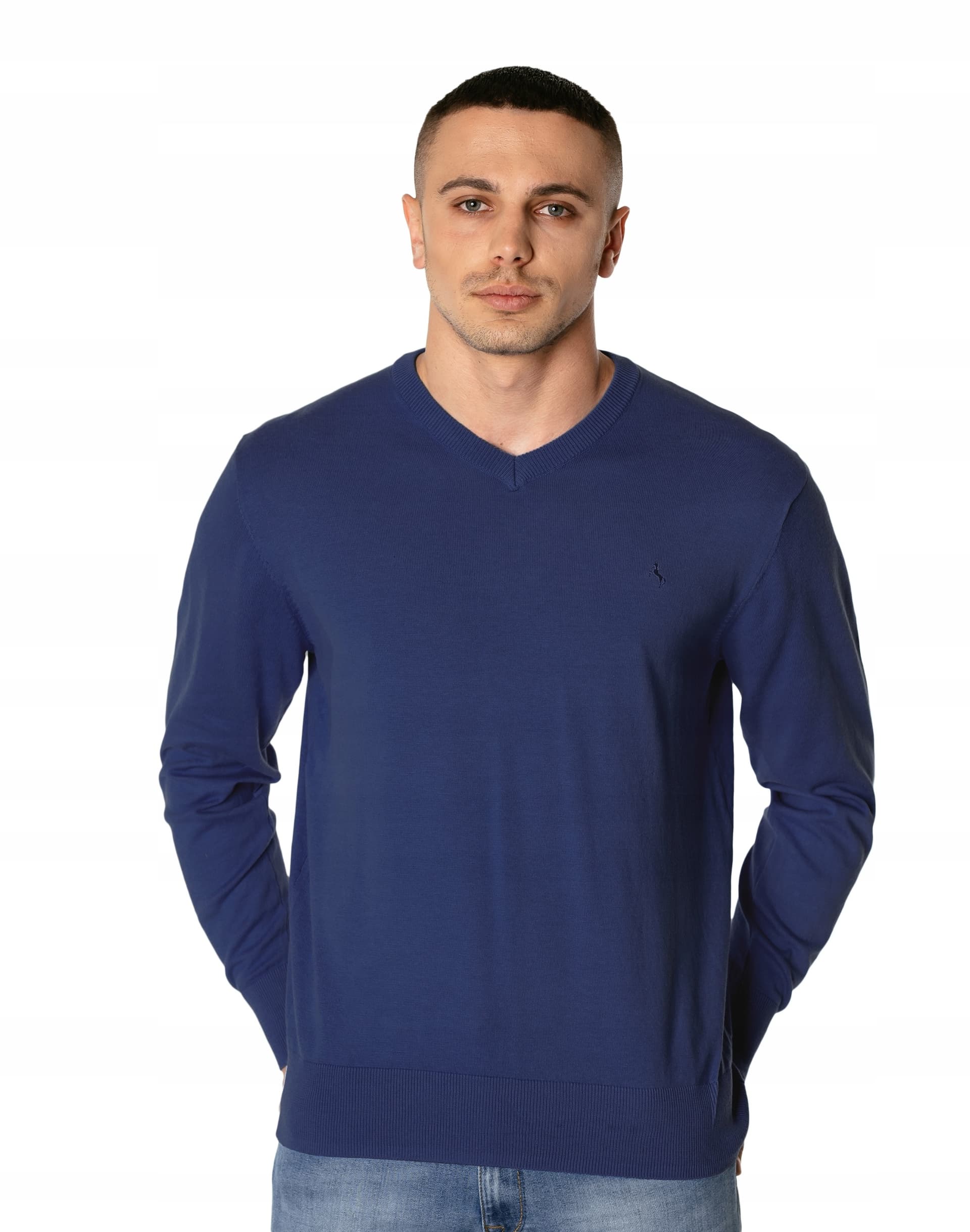 Sweter męski gładki niebieski rozmiar XXL
