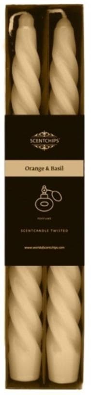 Świece stołowe zakręcone Orange & Basil 2 sztuki