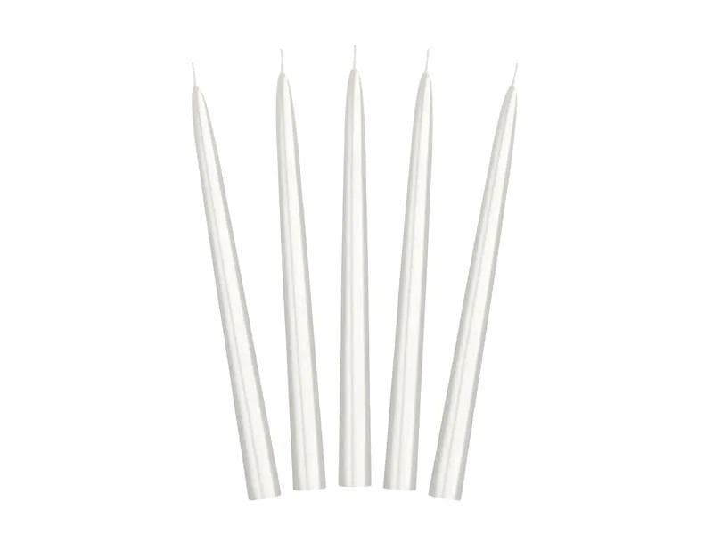 Świeca stożkowa perłowa 24 cm 10 sztuk