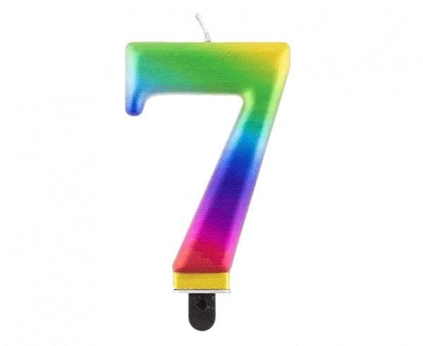 Świeczka cyfra 7 Beauty&Charm tęczowa Galaxy 8 cm