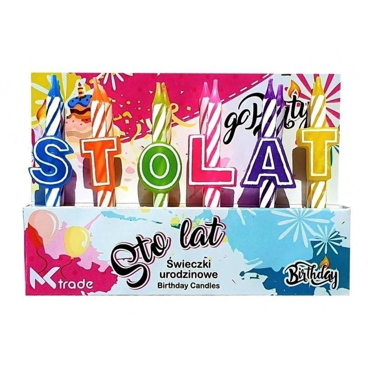 Świeczki Urodzinowe kolorowe Sto Lat